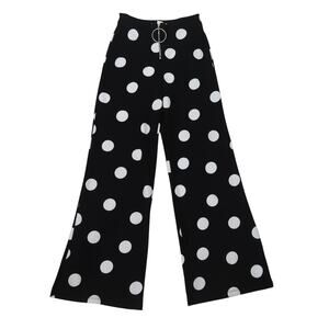 Vintage 90s Wearever Black and White Polka Dot High Rise Wide Flare Pants M